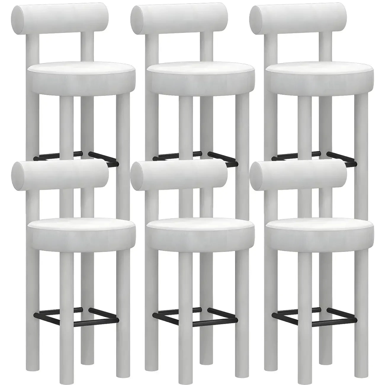 Multicolor Simple Round 4-Leg Upholstered Bar Stools