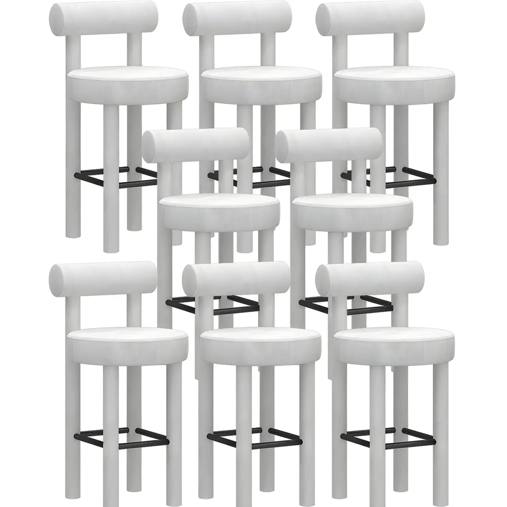 Multicolor Simple Round 4-Leg Upholstered Bar Stools