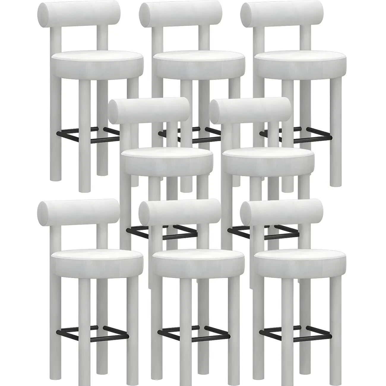 Multicolor Simple Round 4-Leg Upholstered Bar Stools