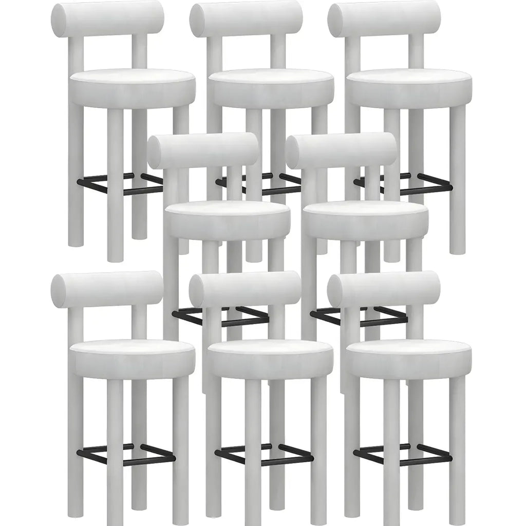 Multicolor Simple Round 4-Leg Upholstered Bar Stools