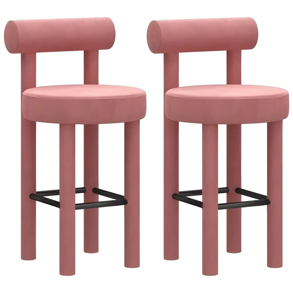 Multicolor Simple Round 4-Leg Upholstered Bar Stools