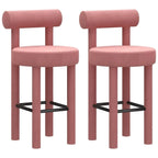 Multicolor Simple Round 4-Leg Upholstered Bar Stools