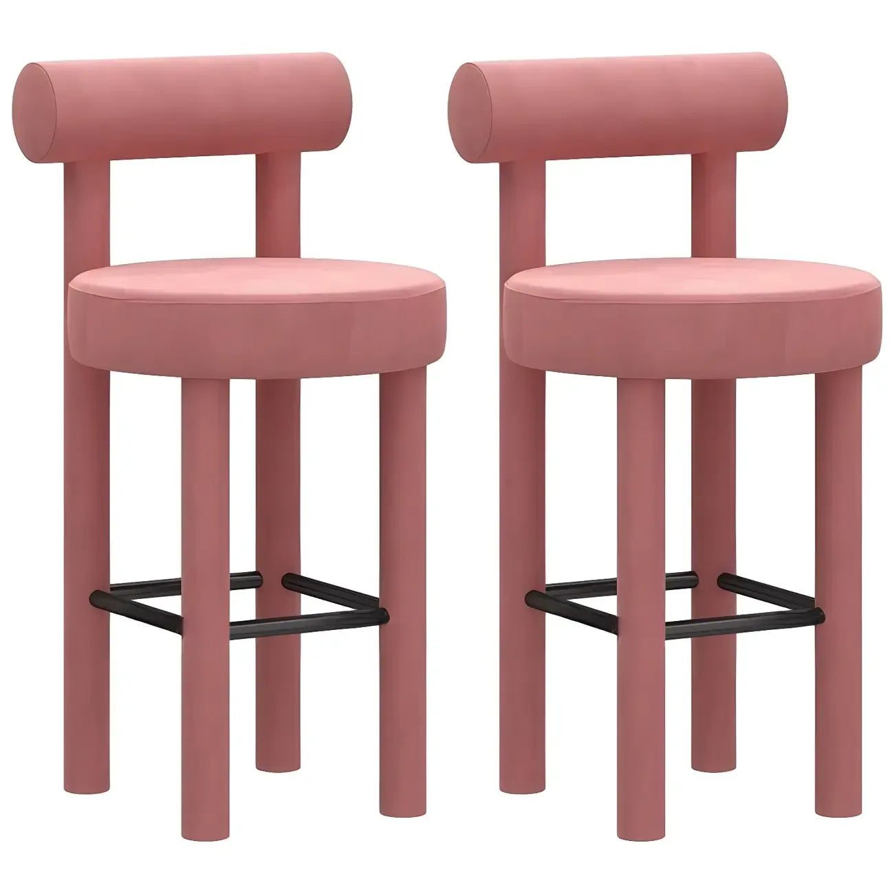 Multicolor Simple Round 4-Leg Upholstered Bar Stools