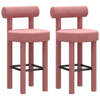 Multicolor Simple Round 4-Leg Upholstered Bar Stools
