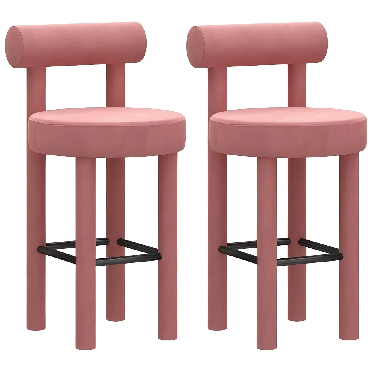Multicolor Simple Round 4-Leg Upholstered Bar Stools