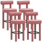 Multicolor Simple Round 4-Leg Upholstered Bar Stools