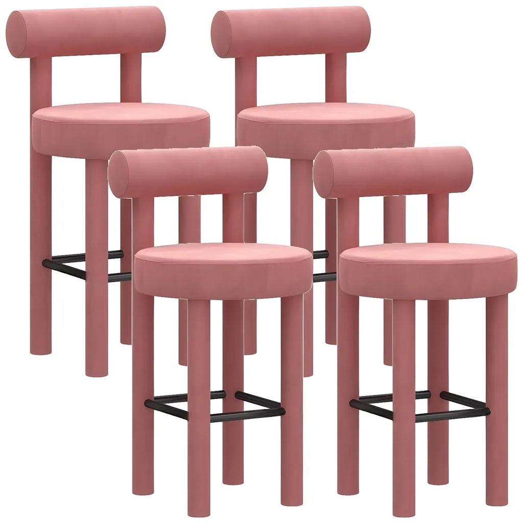 Multicolor Simple Round 4-Leg Upholstered Bar Stools