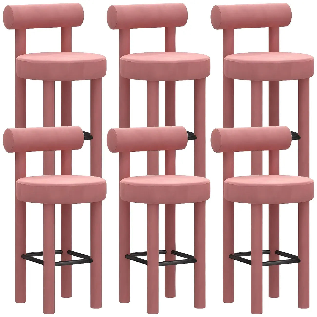 Multicolor Simple Round 4-Leg Upholstered Bar Stools