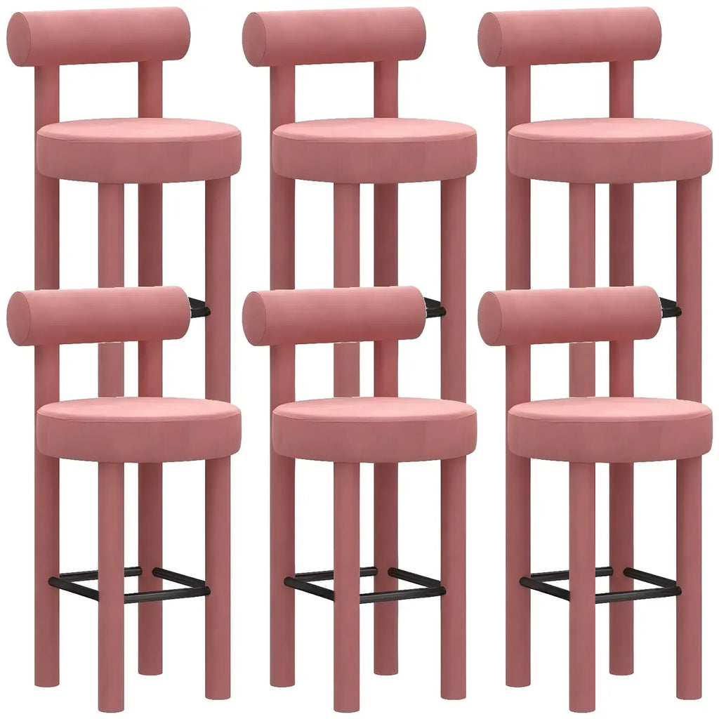 Multicolor Simple Round 4-Leg Upholstered Bar Stools