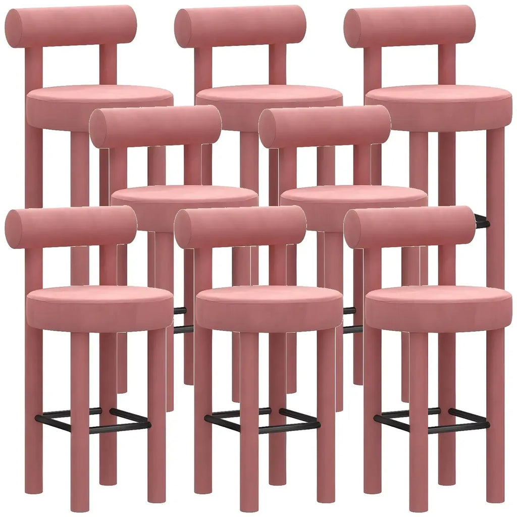 Multicolor Simple Round 4-Leg Upholstered Bar Stools