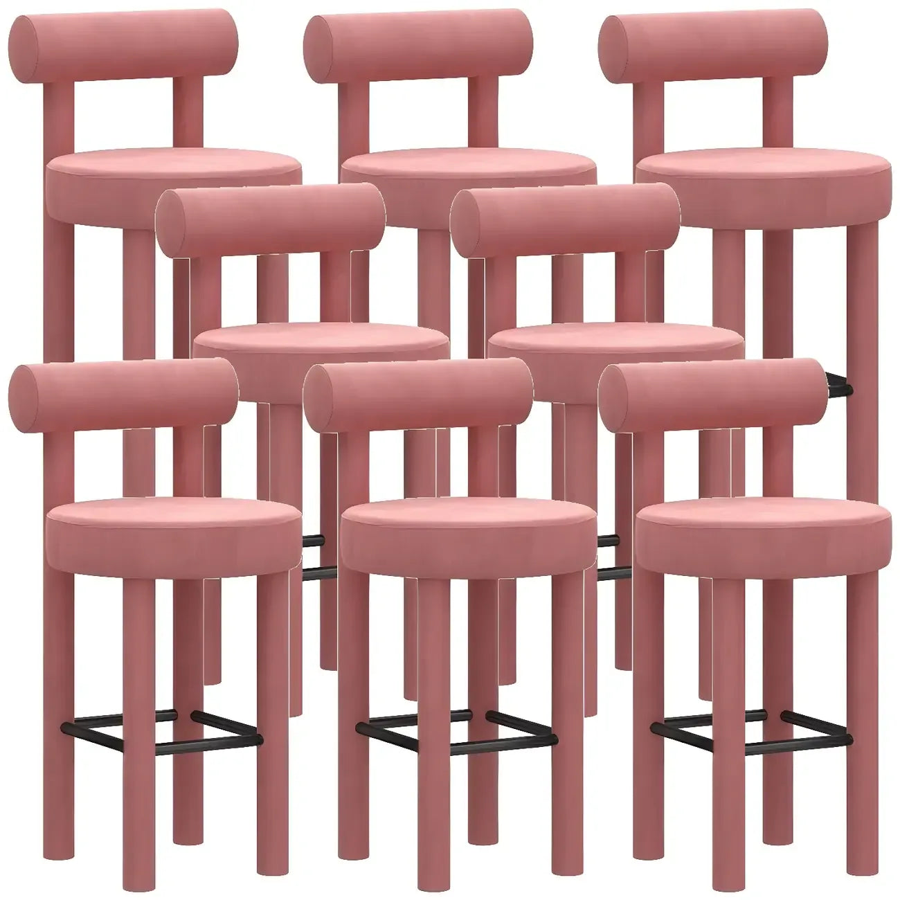 Multicolor Simple Round 4-Leg Upholstered Bar Stools