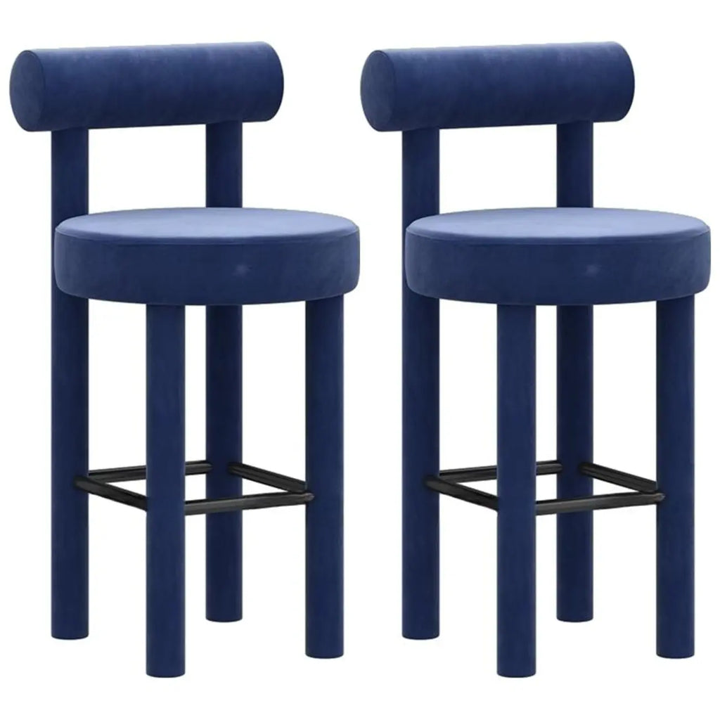 Multicolor Simple Round 4-Leg Upholstered Bar Stools