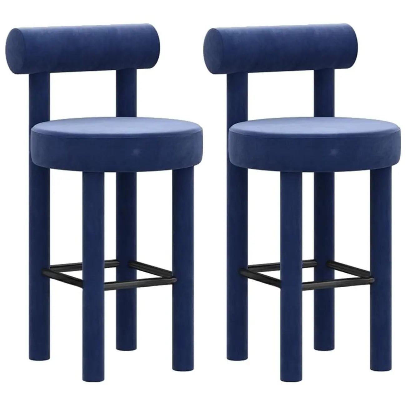 Multicolor Simple Round 4-Leg Upholstered Bar Stools