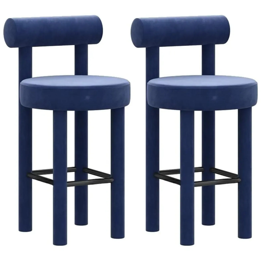 Multicolor Simple Round 4-Leg Upholstered Bar Stools