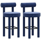 Multicolor Simple Round 4-Leg Upholstered Bar Stools