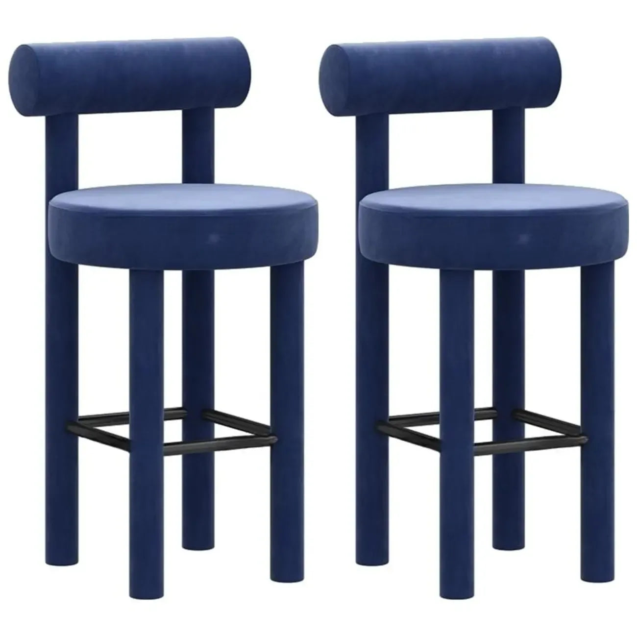 Multicolor Simple Round 4-Leg Upholstered Bar Stools