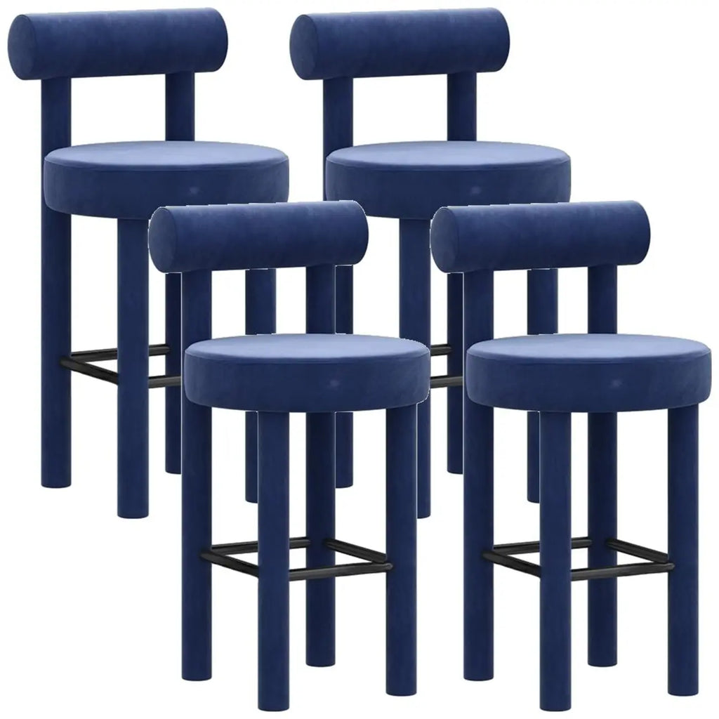 Multicolor Simple Round 4-Leg Upholstered Bar Stools