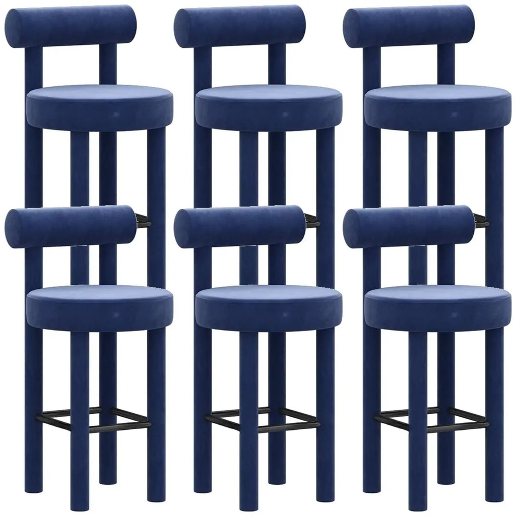 Multicolor Simple Round 4-Leg Upholstered Bar Stools