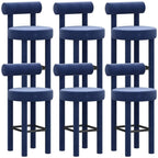 Multicolor Simple Round 4-Leg Upholstered Bar Stools