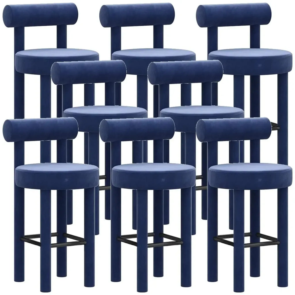 Multicolor Simple Round 4-Leg Upholstered Bar Stools