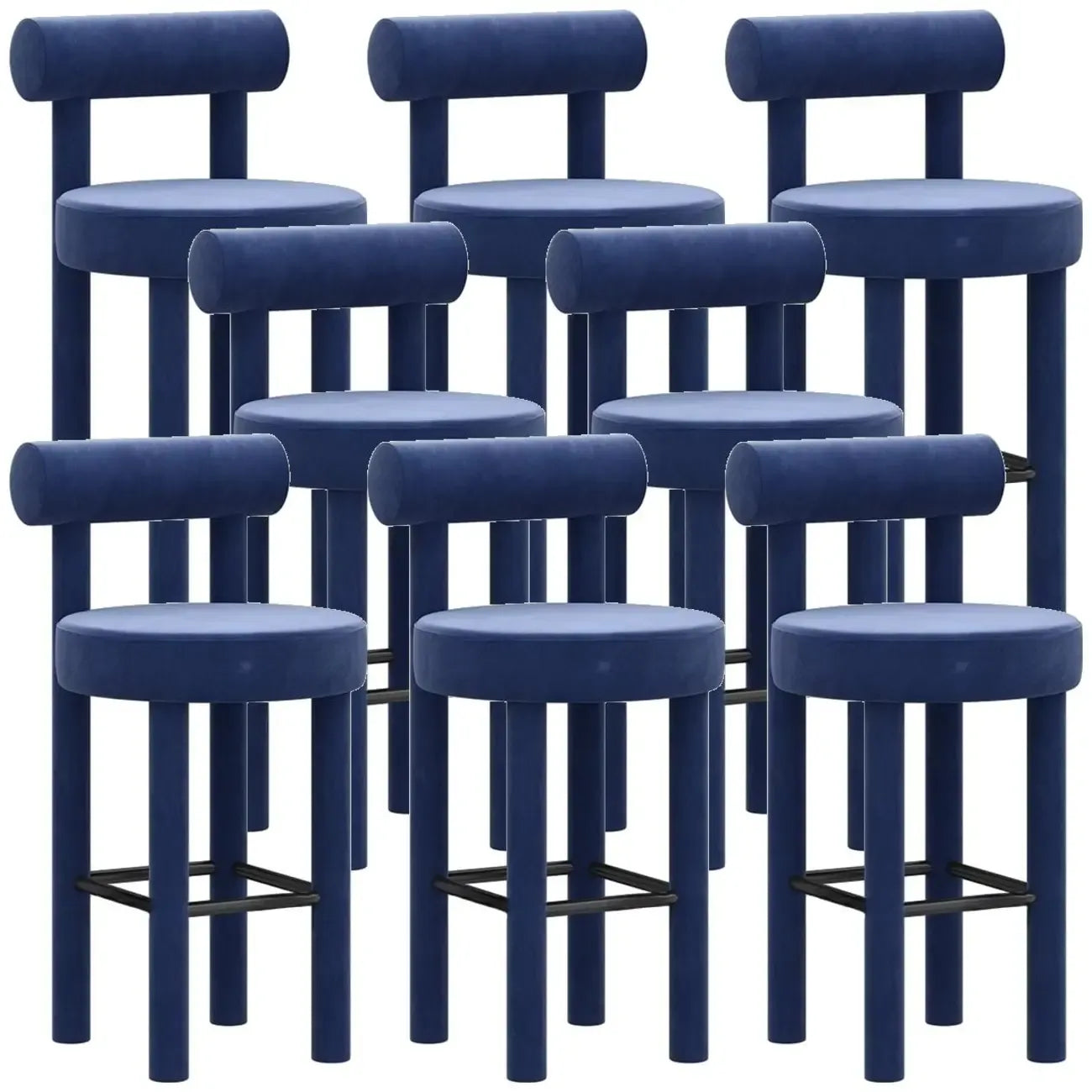 Multicolor Simple Round 4-Leg Upholstered Bar Stools