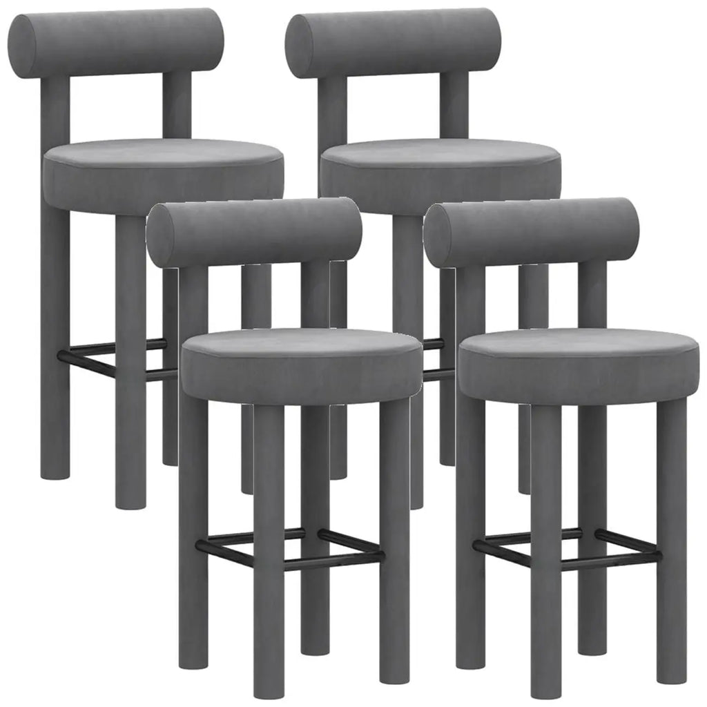 Multicolor Simple Round 4-Leg Upholstered Bar Stools