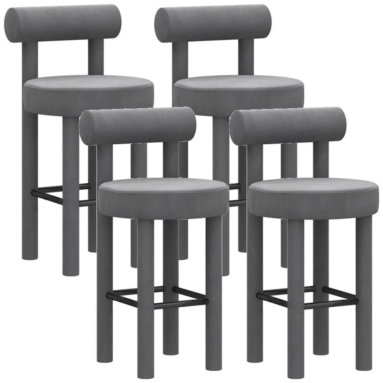 Multicolor Simple Round 4-Leg Upholstered Bar Stools