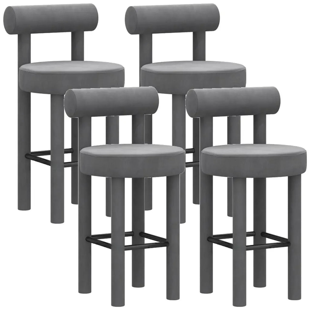 Multicolor Simple Round 4-Leg Upholstered Bar Stools