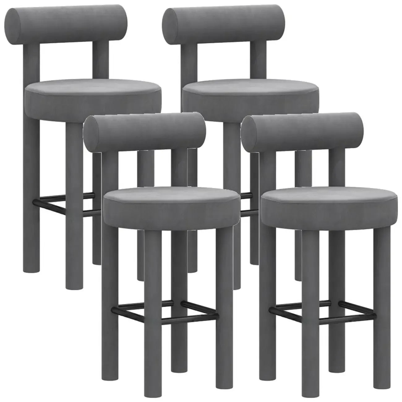 Multicolor Simple Round 4-Leg Upholstered Bar Stools