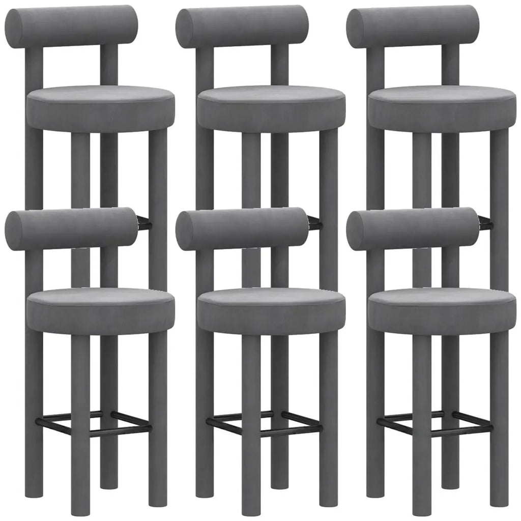 Multicolor Simple Round 4-Leg Upholstered Bar Stools