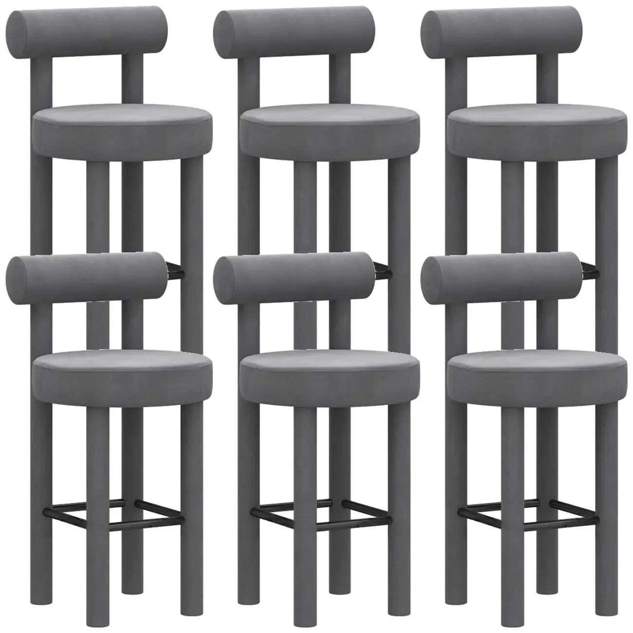 Multicolor Simple Round 4-Leg Upholstered Bar Stools