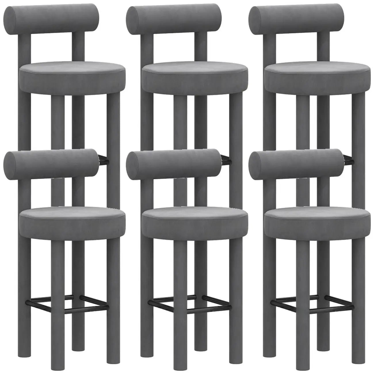 Multicolor Simple Round 4-Leg Upholstered Bar Stools