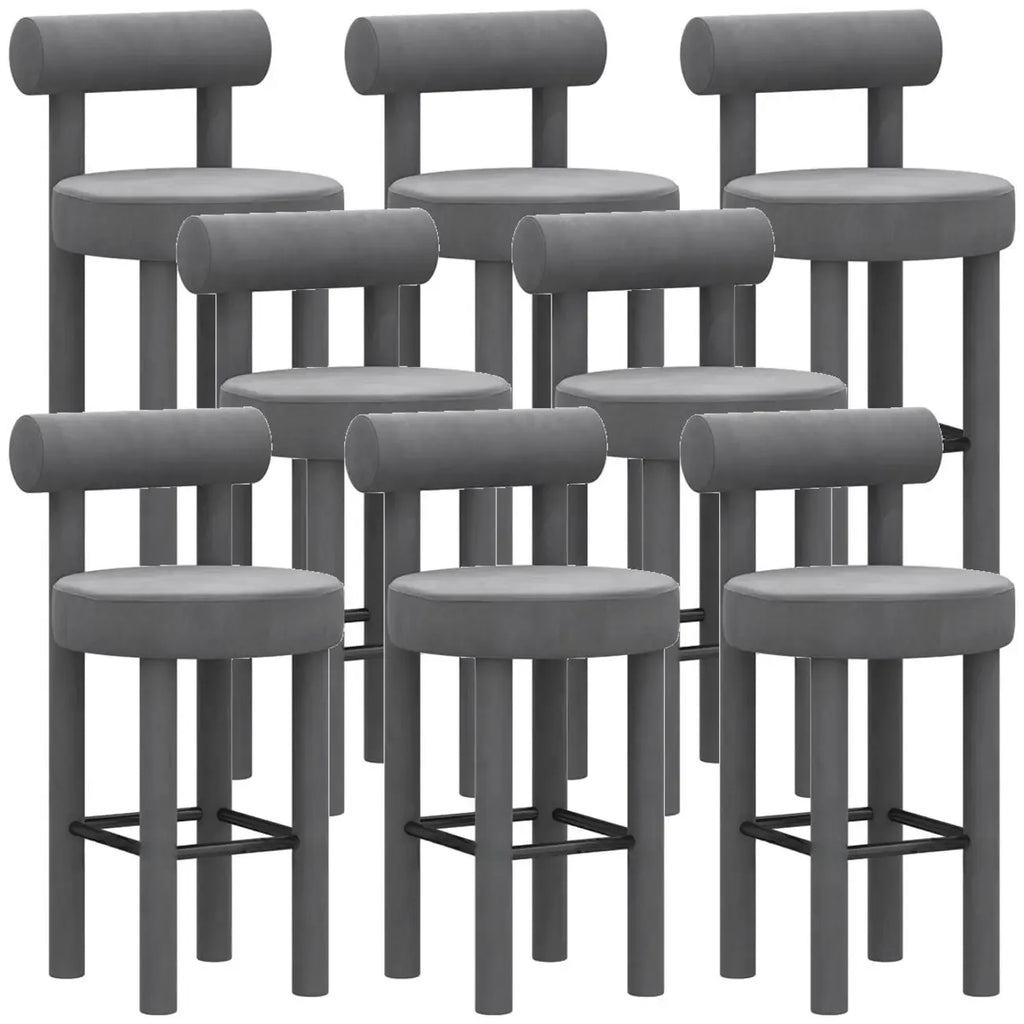 Multicolor Simple Round 4-Leg Upholstered Bar Stools