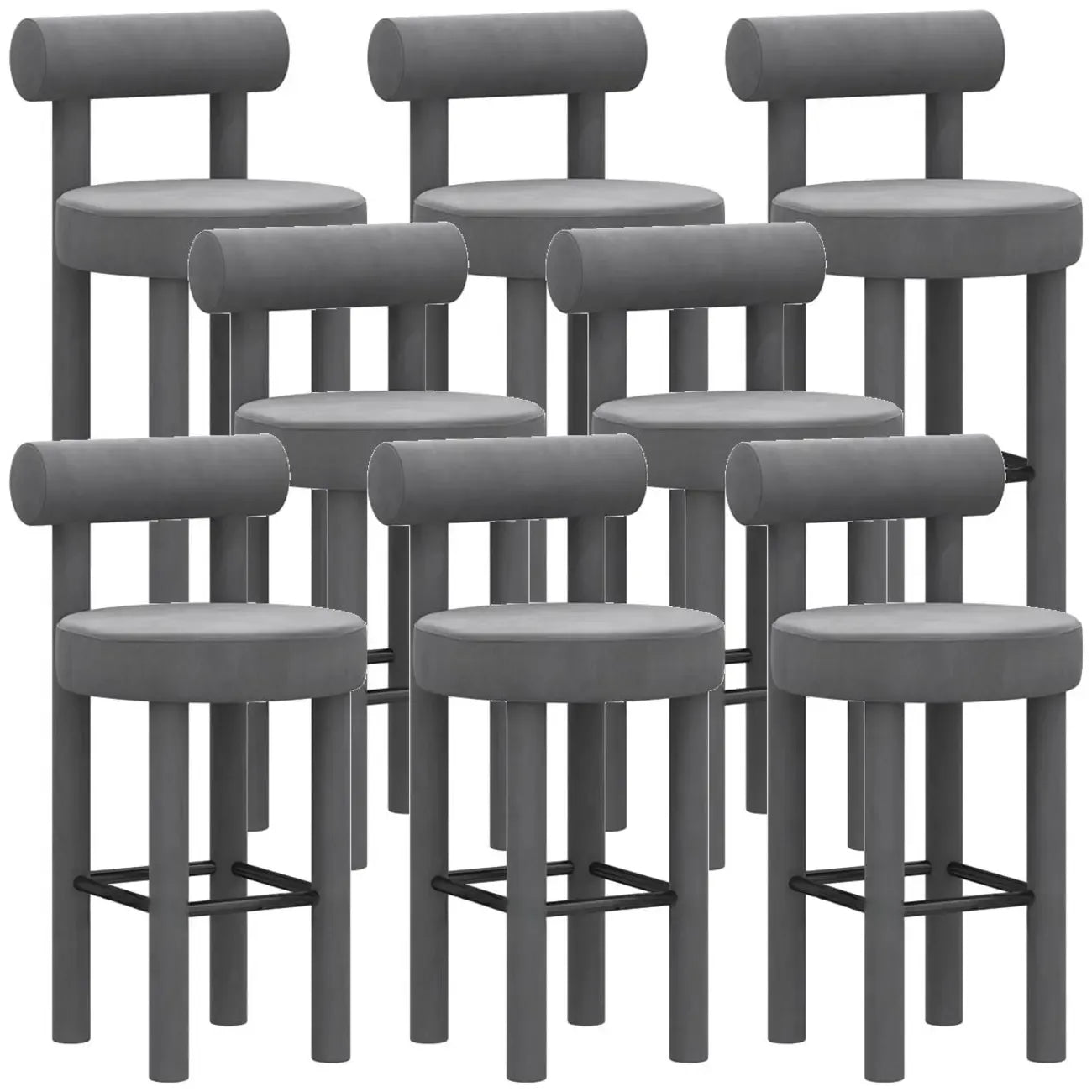Multicolor Simple Round 4-Leg Upholstered Bar Stools