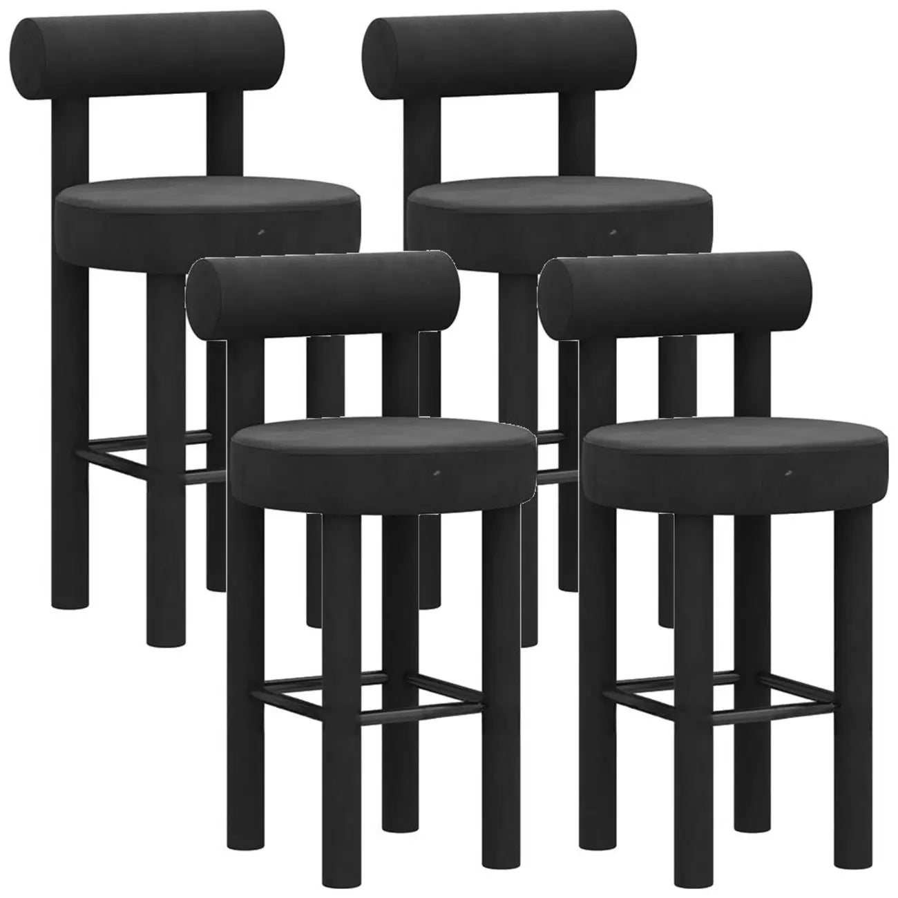 Multicolor Simple Round 4-Leg Upholstered Bar Stools
