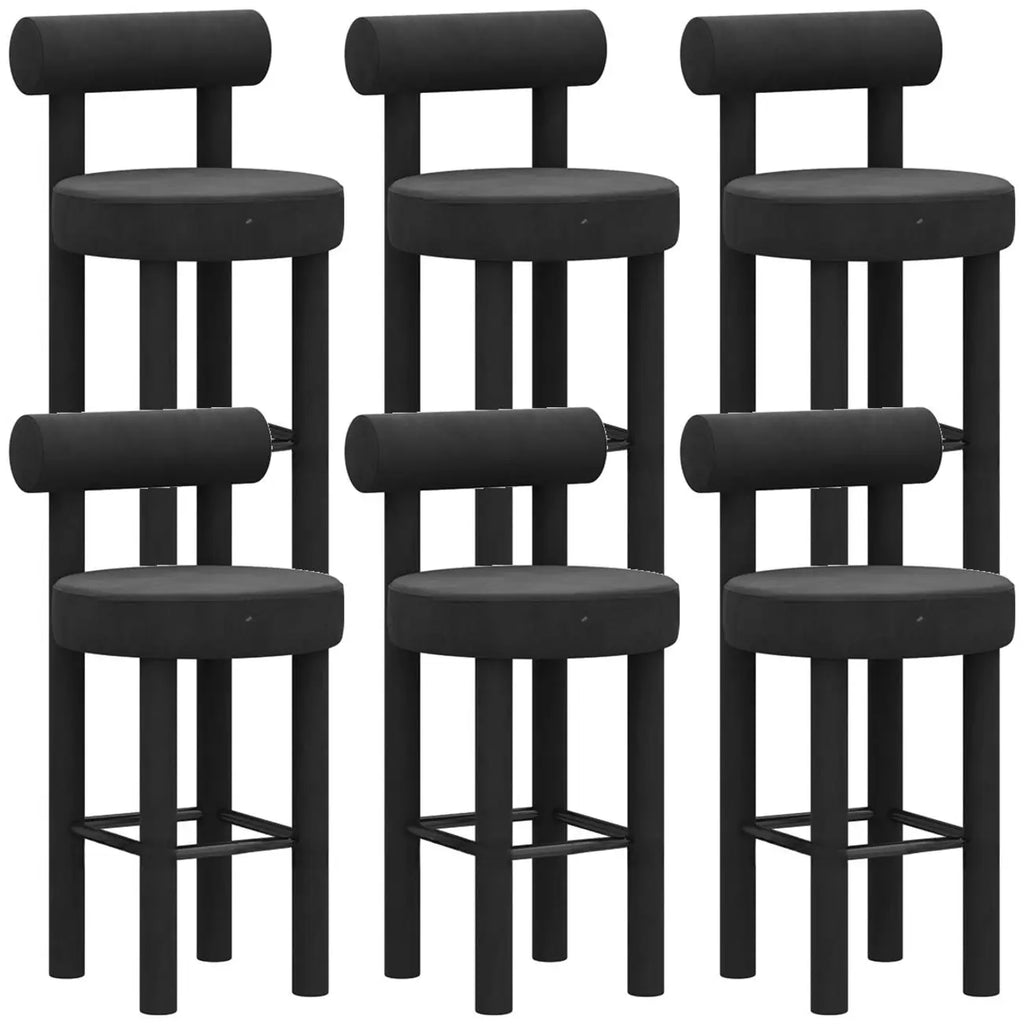 Multicolor Simple Round 4-Leg Upholstered Bar Stools
