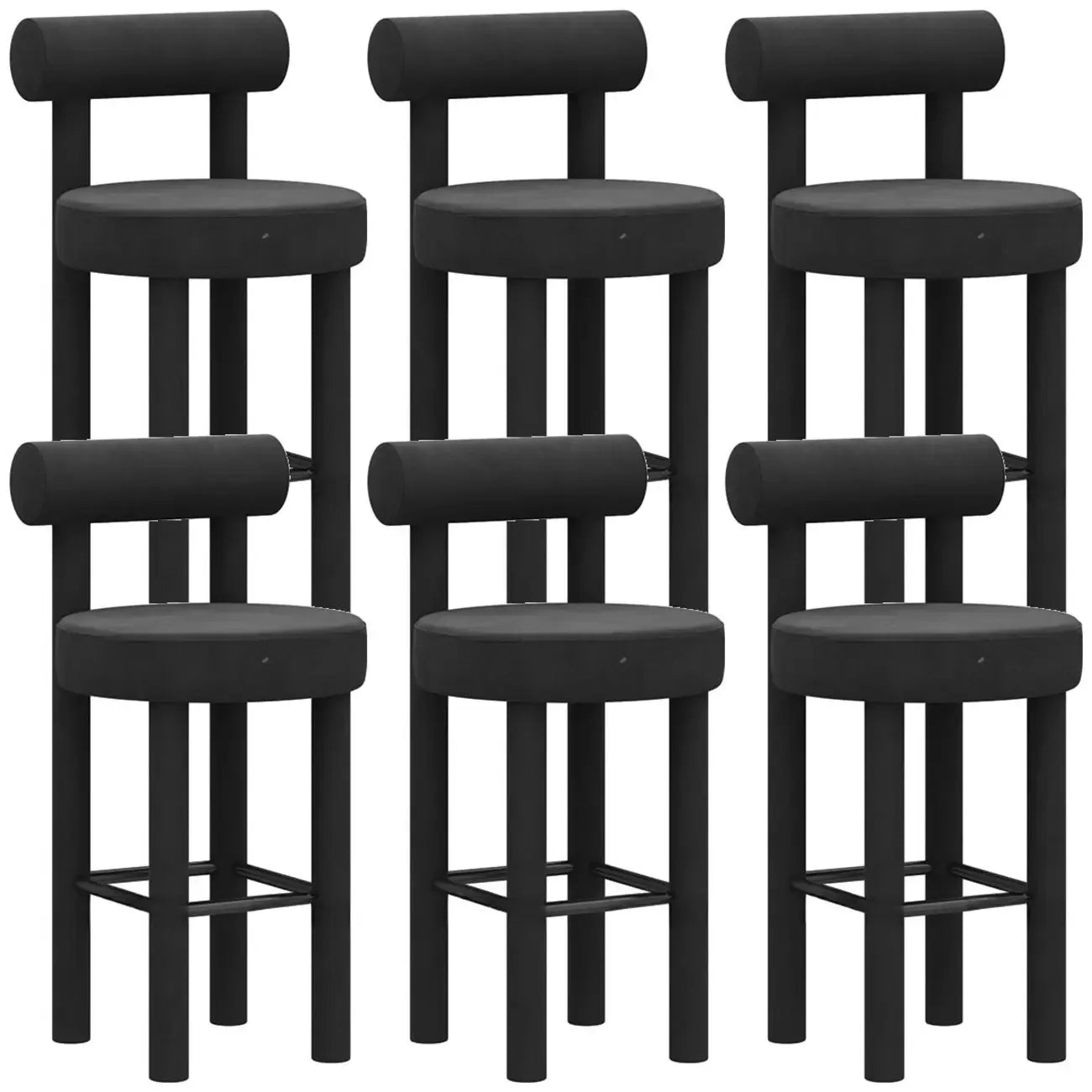 Multicolor Simple Round 4-Leg Upholstered Bar Stools