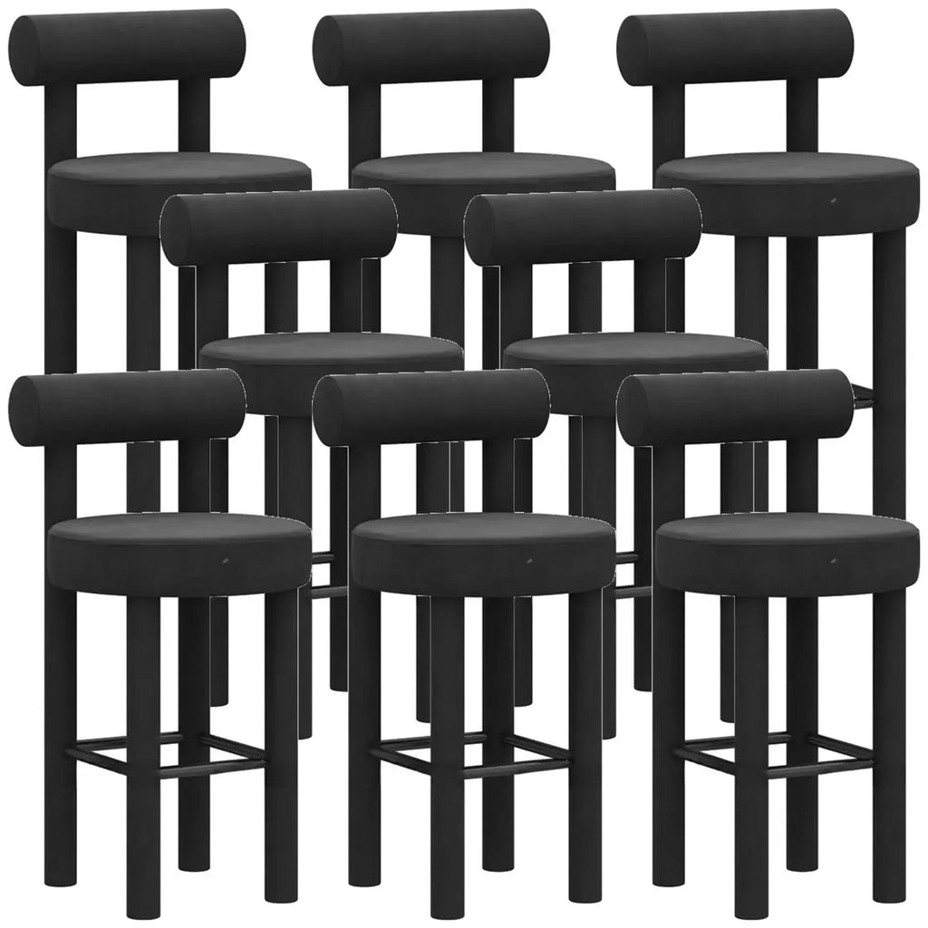 Multicolor Simple Round 4-Leg Upholstered Bar Stools