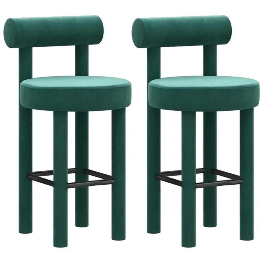 Multicolor Simple Round 4-Leg Upholstered Bar Stools
