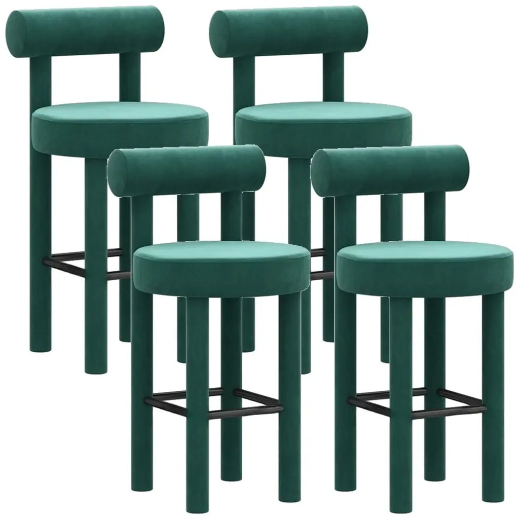 Multicolor Simple Round 4-Leg Upholstered Bar Stools