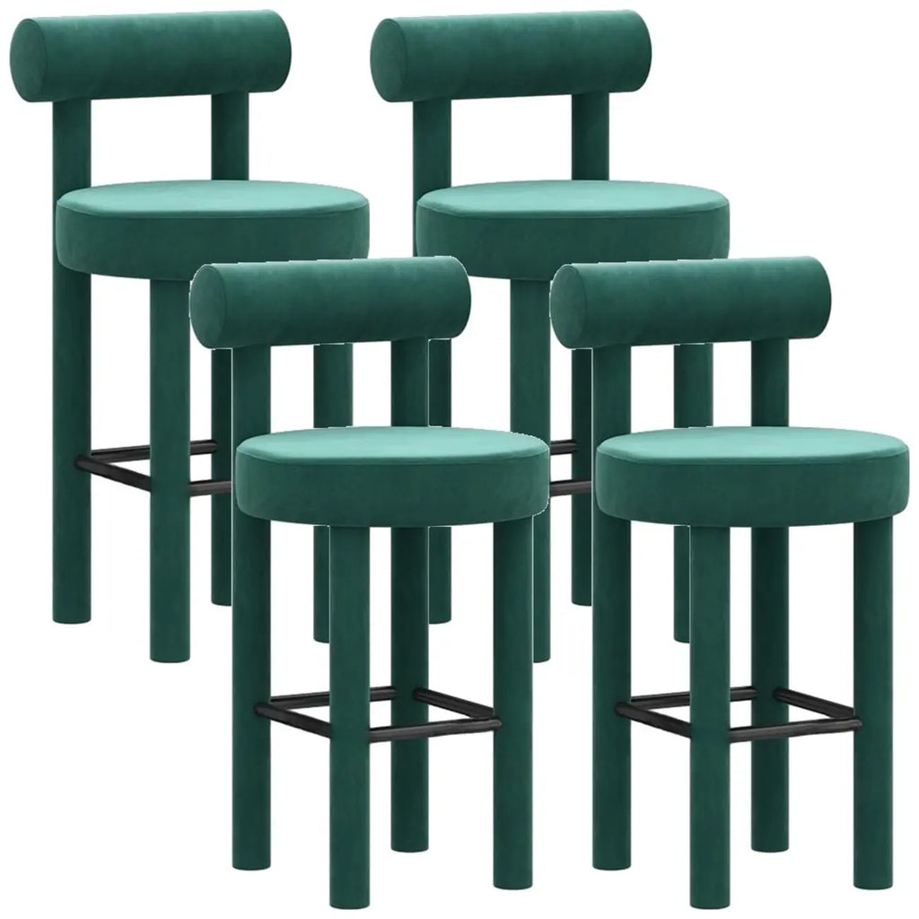 Multicolor Simple Round 4-Leg Upholstered Bar Stools