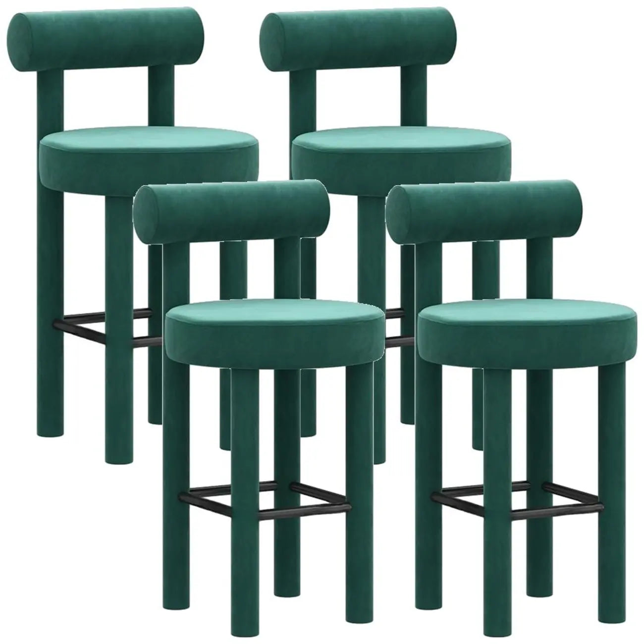Multicolor Simple Round 4-Leg Upholstered Bar Stools