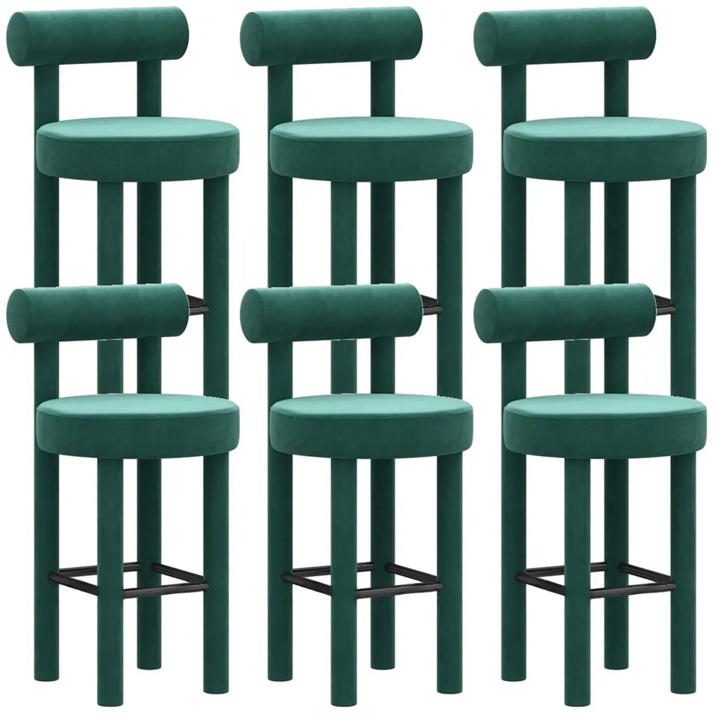 Multicolor Simple Round 4-Leg Upholstered Bar Stools