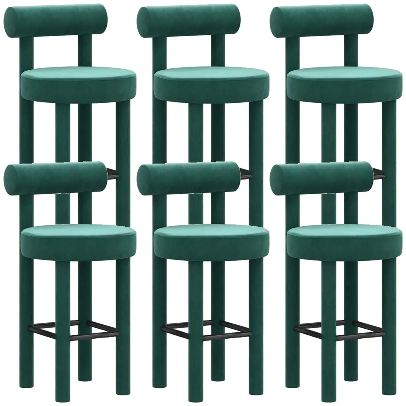 Multicolor Simple Round 4-Leg Upholstered Bar Stools