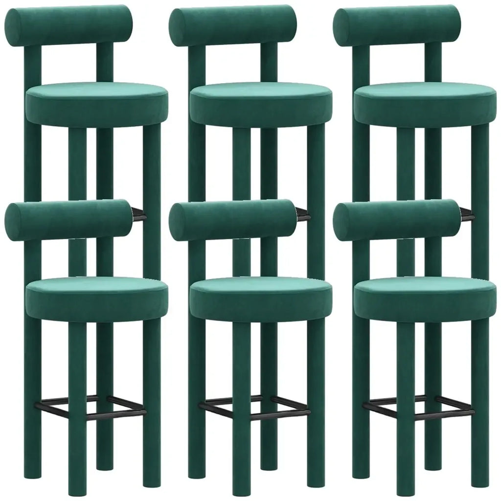 Multicolor Simple Round 4-Leg Upholstered Bar Stools