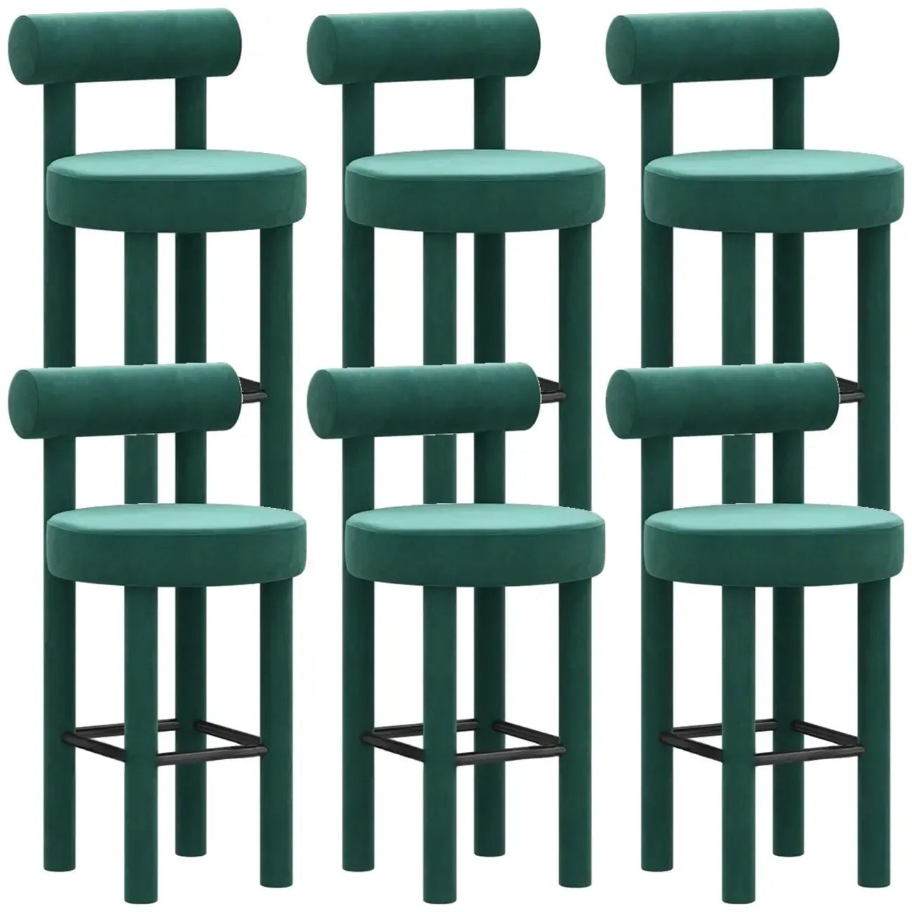 Multicolor Simple Round 4-Leg Upholstered Bar Stools