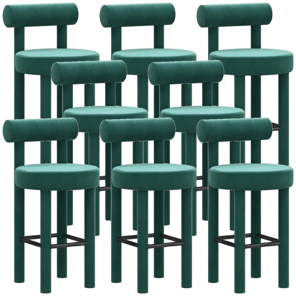 Multicolor Simple Round 4-Leg Upholstered Bar Stools