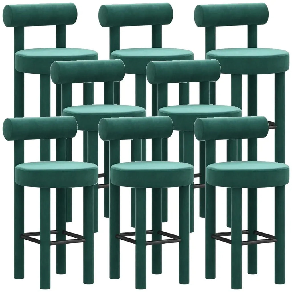 Multicolor Simple Round 4-Leg Upholstered Bar Stools
