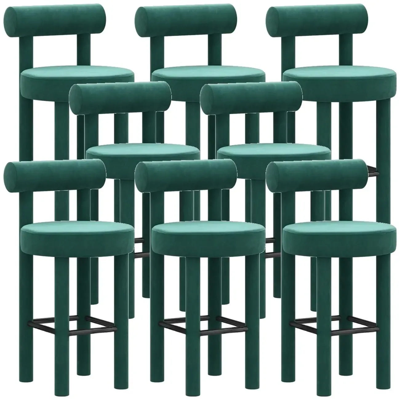 Multicolor Simple Round 4-Leg Upholstered Bar Stools