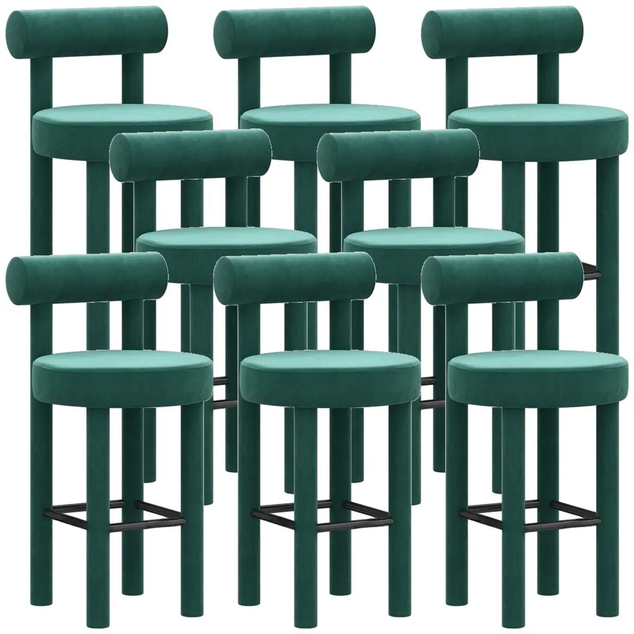 Multicolor Simple Round 4-Leg Upholstered Bar Stools